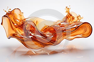 A splash of liquid bronze on a white background. Abstraction. Generated by artificial intelligence