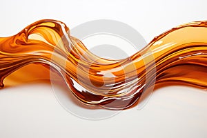 A splash of liquid bronze on a white background. Abstraction. Generated by artificial intelligence