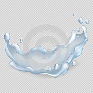 Splash of Liquid with Droplets on Transparent photo