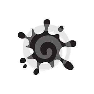 Splash of liquid, water or ink black isolated vector icon.