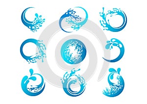 Splash logo, wave symbol, water concept design photo