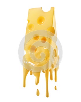 Splash of melt cheese on a white background. 3d illustration