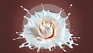 splash milk flower rose shape isolated clipping path cream food dripped concept epicure liquid drink splashing dessert
