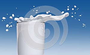Splash milk in glass, 3d rendering