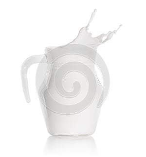 Splash of milk in a glass jug
