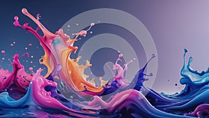 Splash of Multicolor Paint in Midair Explosion