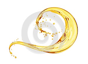 Splash of oily liquid close-up isolated on white background