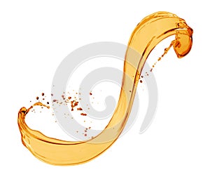 Splash of oily liquid on a white background