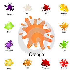 splash of orange juice icon. Detailed set of color splash. Premium graphic design. One of the collection icons for websites, web