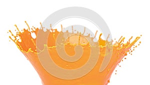 Splash of orange juice on white