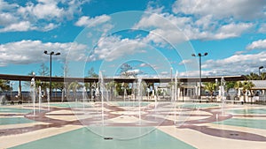 Splash pad at Fort Mellon Park, a public park in historic Sanford, Florida