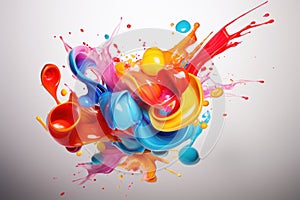 Splash of paint. Colorful ink on white background.
