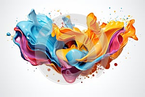 Splash of paint. Colorful ink on white background.