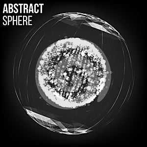 Splash Particles. Connection Structure. Abstract Sphere Shape Of Glowing Circles And Particles. Vector Illustration.