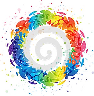 Splash rainbow circle on white background