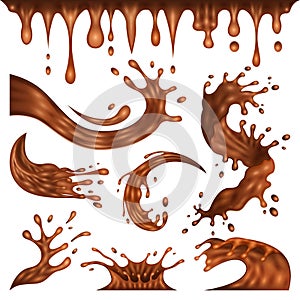 Splash realistic set icon. Vector illustration splatter on white background .Vector realistic set icon splash of spill.