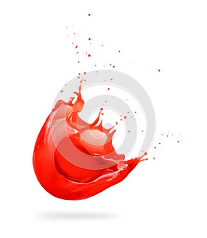 Splash of red fruit juice isolated on a white background