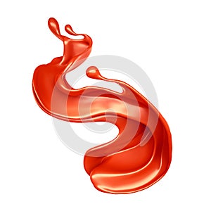 Splash of red liquid. 3d illustration, 3d rendering