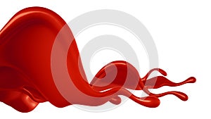 Splash of red paint. 3d illustration, 3d rendering