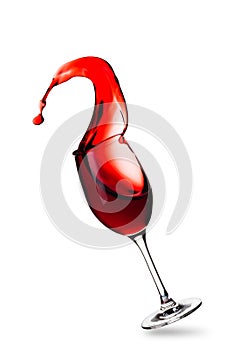 Splash of Red Wine in Glass