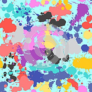 Splash seamless pattern grunge colorful hand drawn spray texture vector illustration.