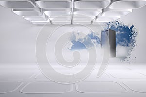 Splash showing server tower