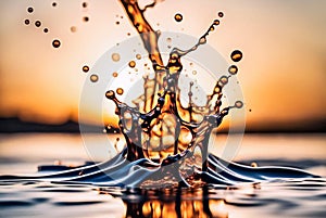 Splash on the surface of crude oil