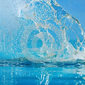 Splashing on the surface of water, precipitating wave. photo