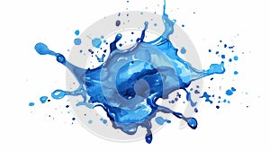 A splash of water. A blue stain that splatters. Sprayed liquid blotches of irregular shapes. Flat modern illustration of