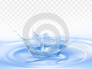 Splash on water surface 3d realistic vector