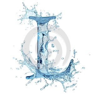 Splash of water takes the shape of the letter L, representing the concept of Fluid Typography.