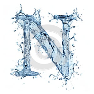 Splash of water takes the shape of the letter N, representing the concept of Fluid Typography. photo