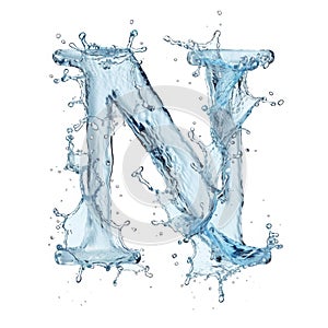 Splash of water takes the shape of the letter N, representing the concept of Fluid Typography. photo
