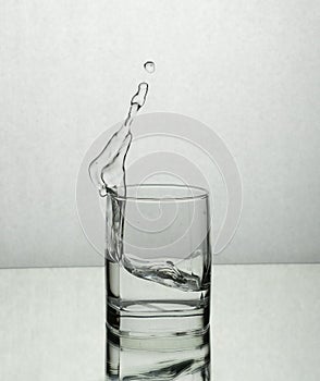 Splash of water in a whisky glass