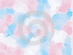 Splash watercolour in blue, pink and white on white paper background, Illustration banner of Abstract stain colouful for photo