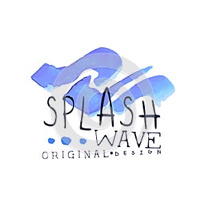 Splash wave logo template, water design element, abstract aqua badge watercolor vector Illustration
