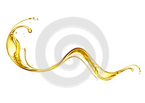 Splash of yellow oily liquid isolated on white background