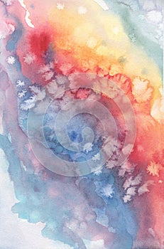 Splashes Abstract Watercolor Design of Brights