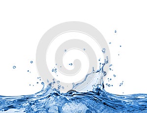 Splashes of blue oceanic water on a white background