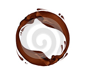 Splashes of chocolate in a circular motion, isolated on white