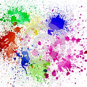 Splashes of colorful ink on white background