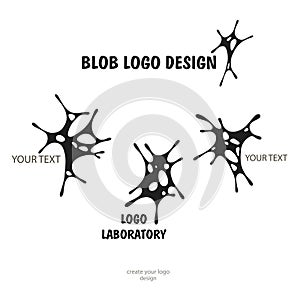 Splashes Human brain - vector logo template concept illustration. Neuro labaratory Geometric mind structure sign