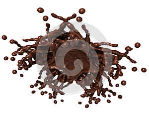 Splashes: Liquid chocolate with drops isolated