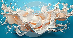 Splashes of milk, fresh cow white milk - AI generated image