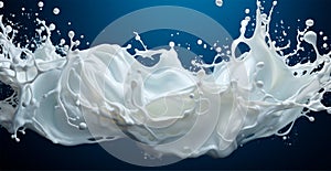 Splashes of milk, fresh cow white milk - AI generated image