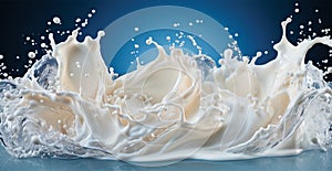 Splashes of milk, fresh cow white milk - AI generated image