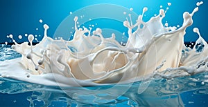 Splashes of milk, fresh cow white milk - AI generated image