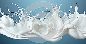 Splashes of milk, fresh cow white milk - AI generated image