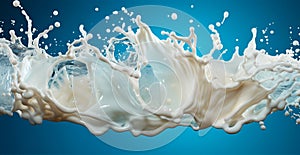 Splashes of milk, fresh cow white milk - AI generated image