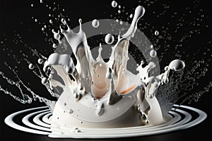 Splashes of milk in the studio